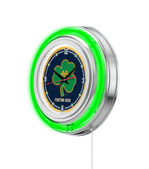 15" Notre Dame Neon Clock Fighting Irish Shamrock