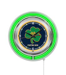 15" Notre Dame Neon Clock Fighting Irish Shamrock
