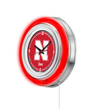 15" Nebraska Neon Clock | UN Cornhuskers Retro Neon Clock
