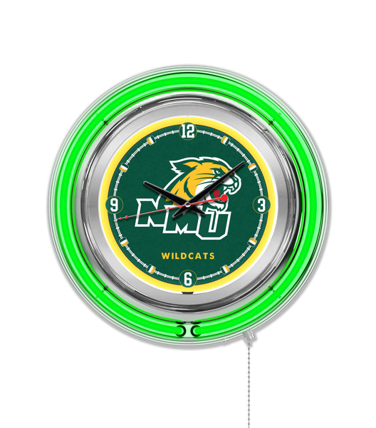 15" Northern Michigan Neon Clock | NMU Wildcats Retro Neon Clock