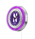 15" Northwestern Wildcats Neon Clock