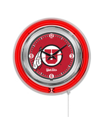 15" University of Utah Utes Officially Licensed Logo Neon Clock