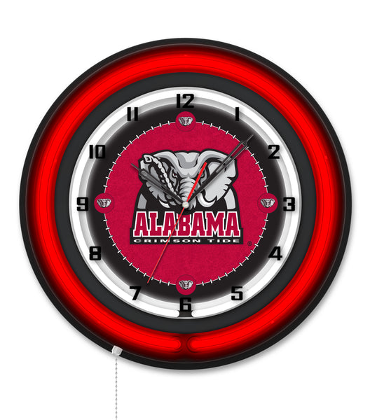 University of Alabama (Elephant) Black Case Neon Clock