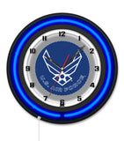 United States Air Force Black Case Neon Clock