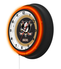 Anaheim Ducks Black Case Neon Clock