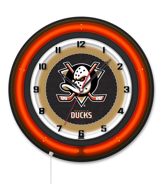 Anaheim Ducks Black Case Neon Clock