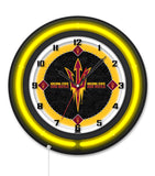 Arizona State University (Pitchfork) Black Case Neon Clock