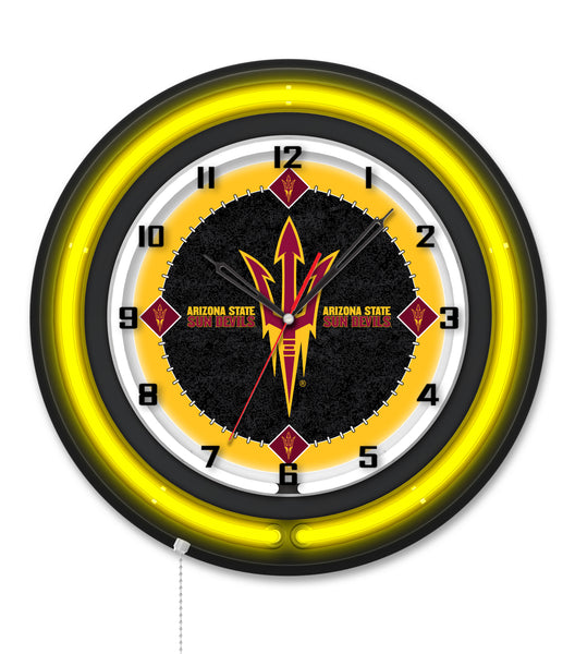 Arizona State University (Pitchfork) Black Case Neon Clock