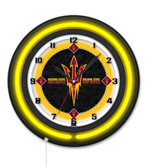 Arizona State University (Pitchfork) Black Case Neon Clock