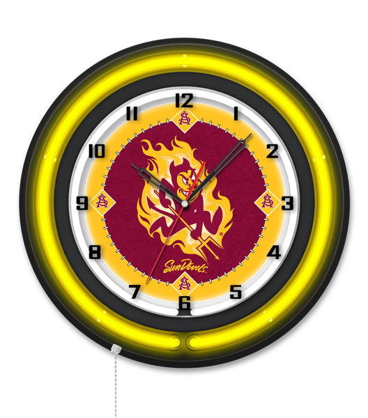 Arizona State University (Sparky) Black Case Neon Clock