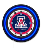 University of Arizona Black Case Neon Clock