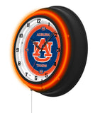 Auburn University Black Case Neon Clock