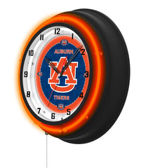 Auburn University Black Case Neon Clock