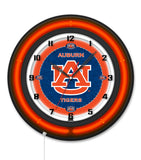 Auburn University Black Case Neon Clock