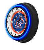 Boise State University Black Case Neon Clock