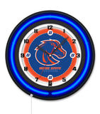 Boise State University Black Case Neon Clock