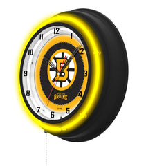 Boston Bruins Black Case Neon Clock