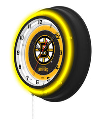 Boston Bruins Black Case Neon Clock