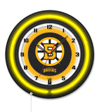 Boston Bruins Black Case Neon Clock