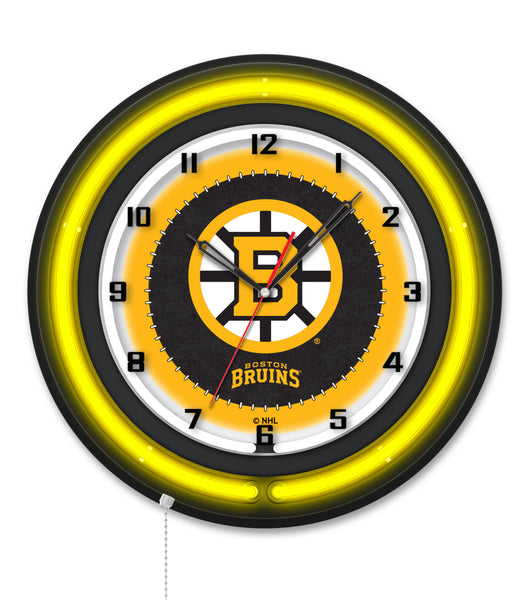 Boston Bruins Black Case Neon Clock