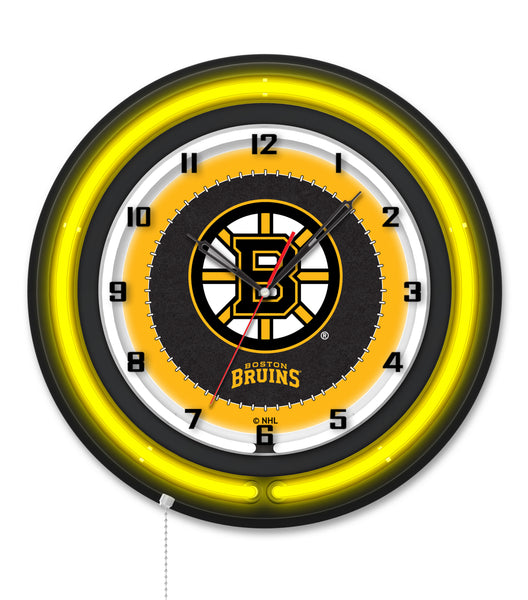 Boston Bruins Black Case Neon Clock