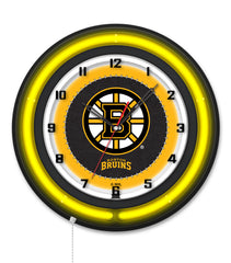 Boston Bruins Black Case Neon Clock