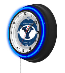 Brigham Young University Black Case Neon Clock