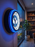 Brigham Young University Black Case Neon Clock