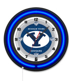 Brigham Young University Black Case Neon Clock