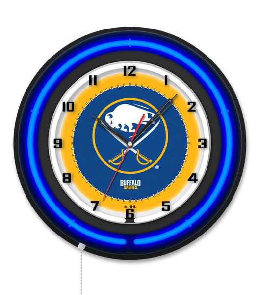 Buffalo Sabres Black Case Neon Clock