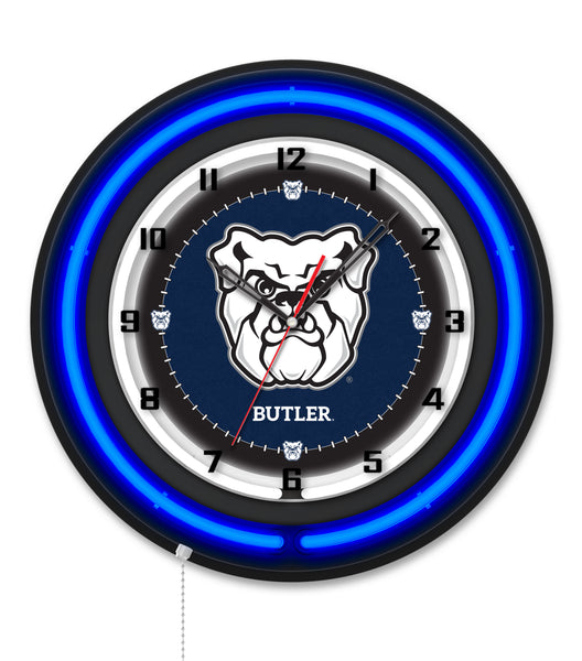 Butler University Black Case Neon Clock