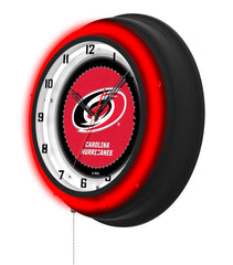 Carolina Hurricanes Black Case Neon Clock