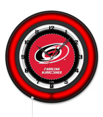 Carolina Hurricanes Black Case Neon Clock