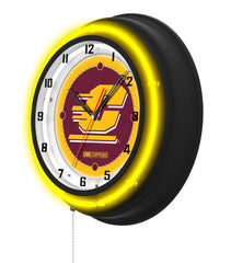 Central Michigan University Black Case Neon Clock