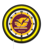 Central Michigan University Black Case Neon Clock