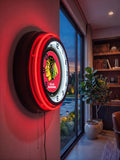 Chicago Blackhawks Black Case Neon Clock