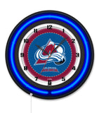 Colorado Avalanche Black Case Neon Clock