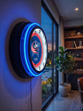 Columbus Blue Jackets Black Case Neon Clock