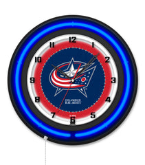 Columbus Blue Jackets Black Case Neon Clock