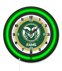 Colorado State University Black Case Neon Clock