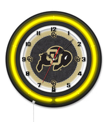 University of Colorado Black Case Neon Clock