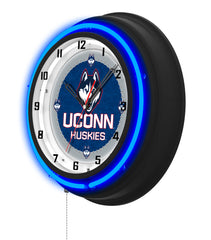 University of Connecticut Black Case Neon Clock