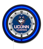 University of Connecticut Black Case Neon Clock