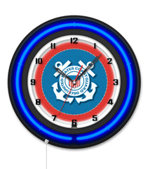 United States Coast Guard Black Case Neon Clock