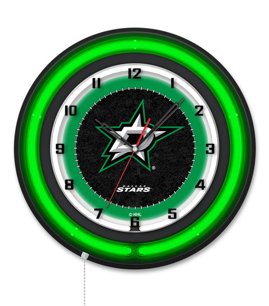 Dallas Stars Black Case Neon Clock