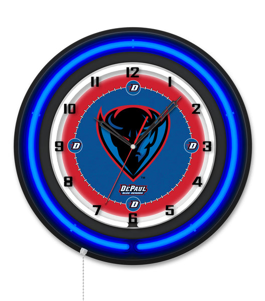 DePaul University Black Case Neon Clock