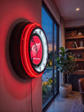 Detroit Red Wings Black Case Neon Clock