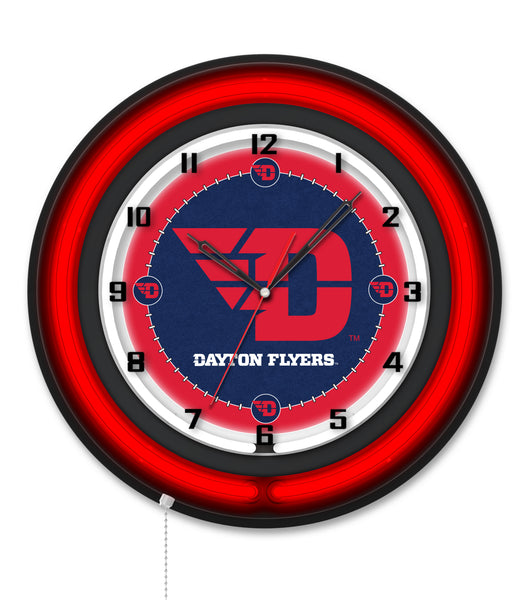 University of Dayton Black Case Neon Clock