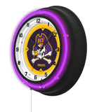 East Carolina University Black Case Neon Clock