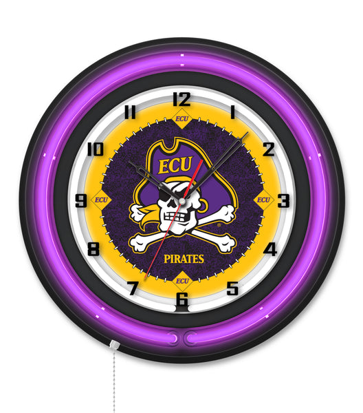 East Carolina University Black Case Neon Clock